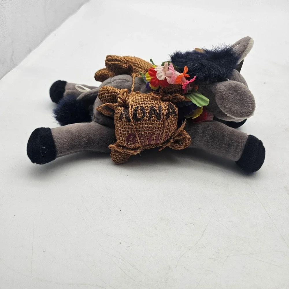 Vintage Hawaiian Collectibles Donkey Plush Stuffed Toy Small Gray Passport 1999
